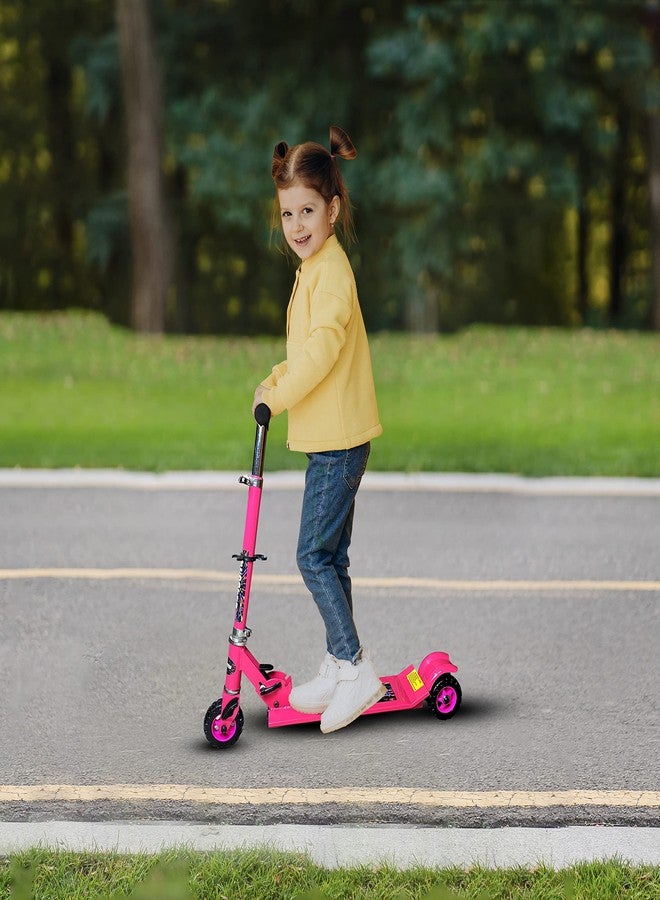 Plutofit Foldable 3 Wheel Kids Scooter Tricycle Heavy Duty Skate Scooter, Pink - Image 2